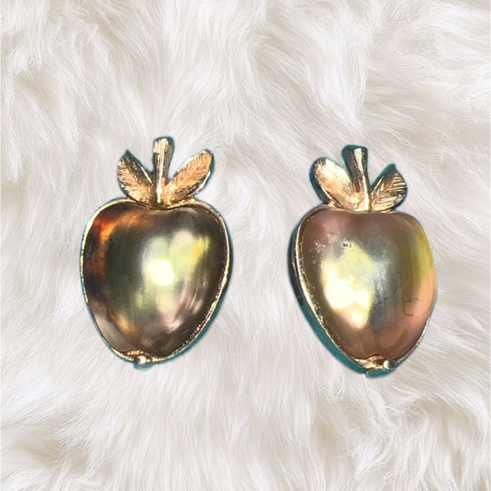 Vintage 1970’s “delicious “ By Sarah Coventry Gold Tone Clip On Earrings Lucite
